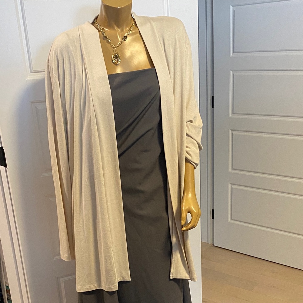 Comfort simplicity & timeless long open sweater NWT size 26/28 - 4-5x beige soft